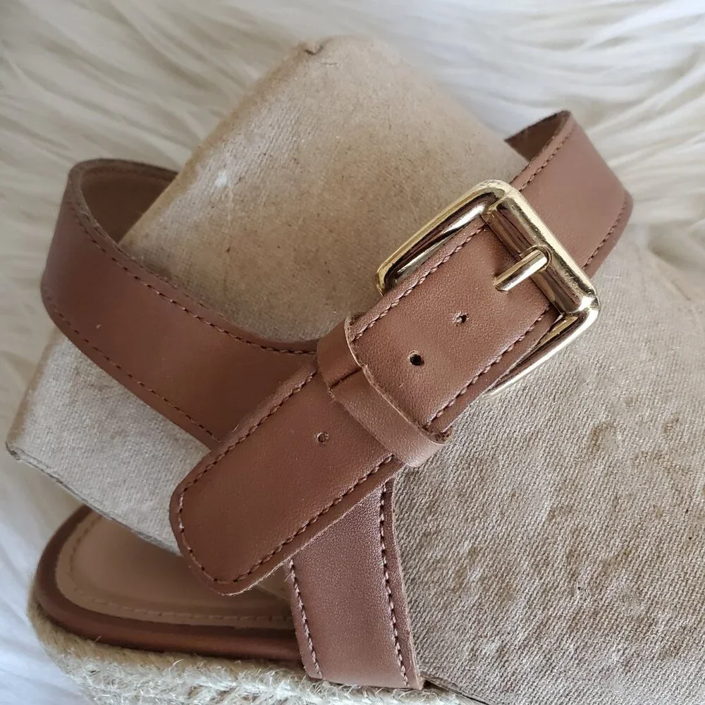 Time and Tru Women's Browne Square Toe Espadrille Wedge Sandals SZ 11